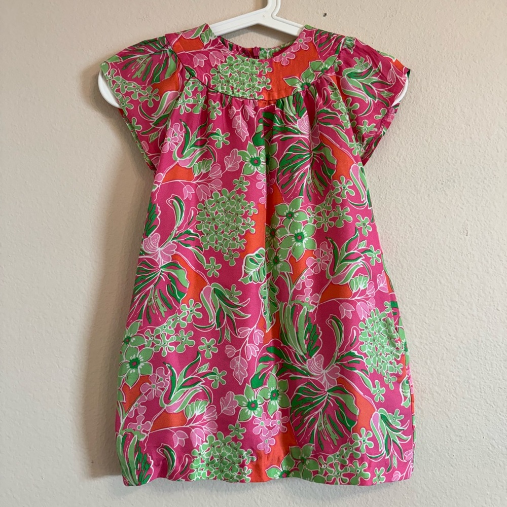 Lilly Pulitzer Jubilee 100% Silk Floral Girl Dress Pockets